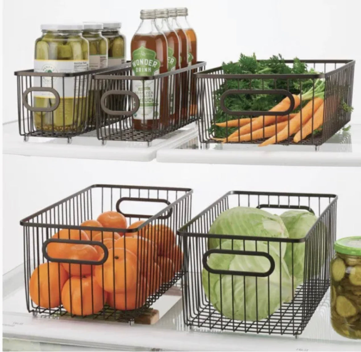 Storage baskets Wire with handles For Kitchen- Graphite Grey 8x Set