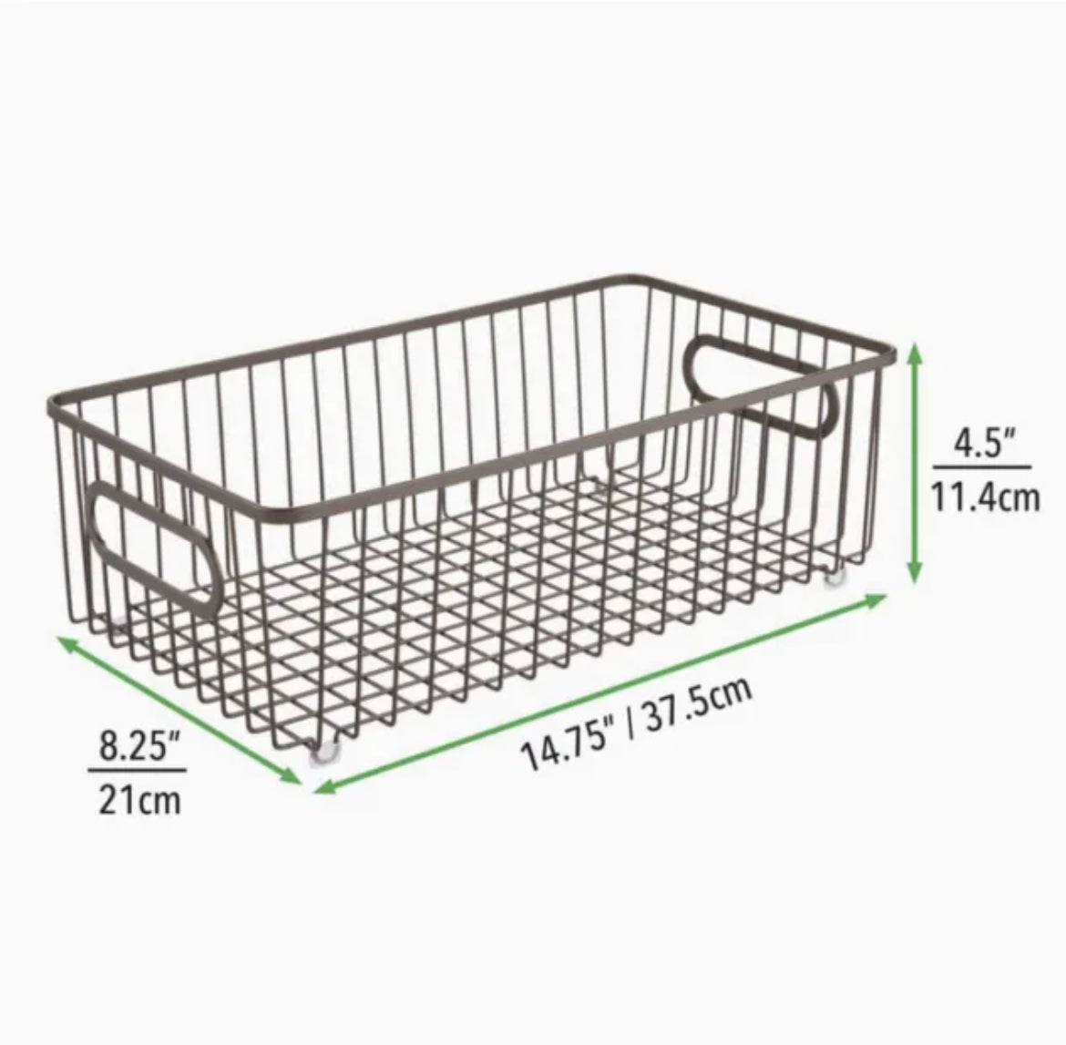 Storage baskets Wire with handles For Kitchen- Graphite Grey 8x Set