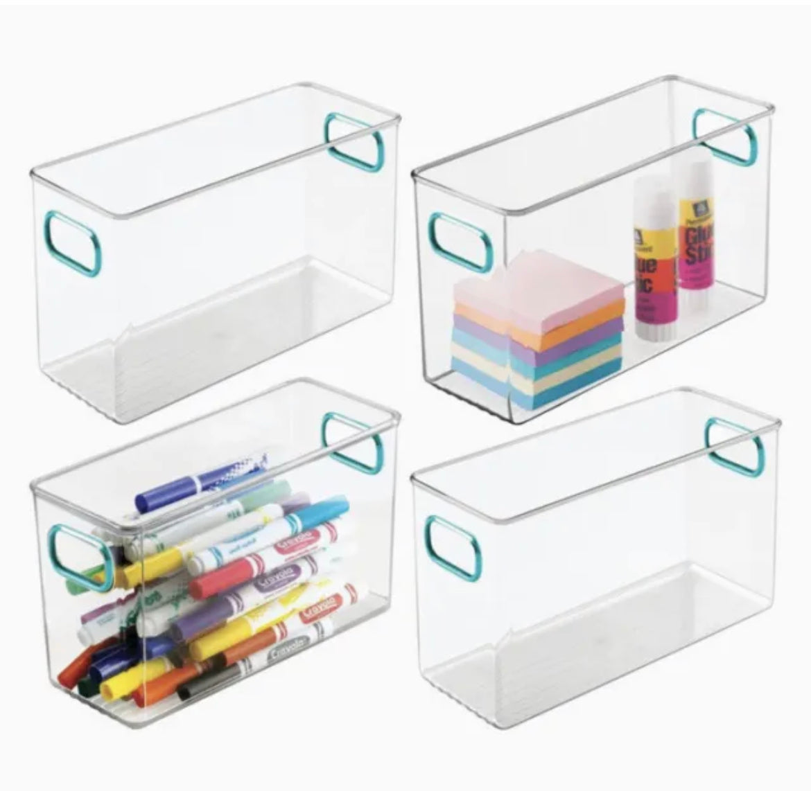 storage Drawers Container for stationary Home-office-kitchen Clear/blue 2x Set