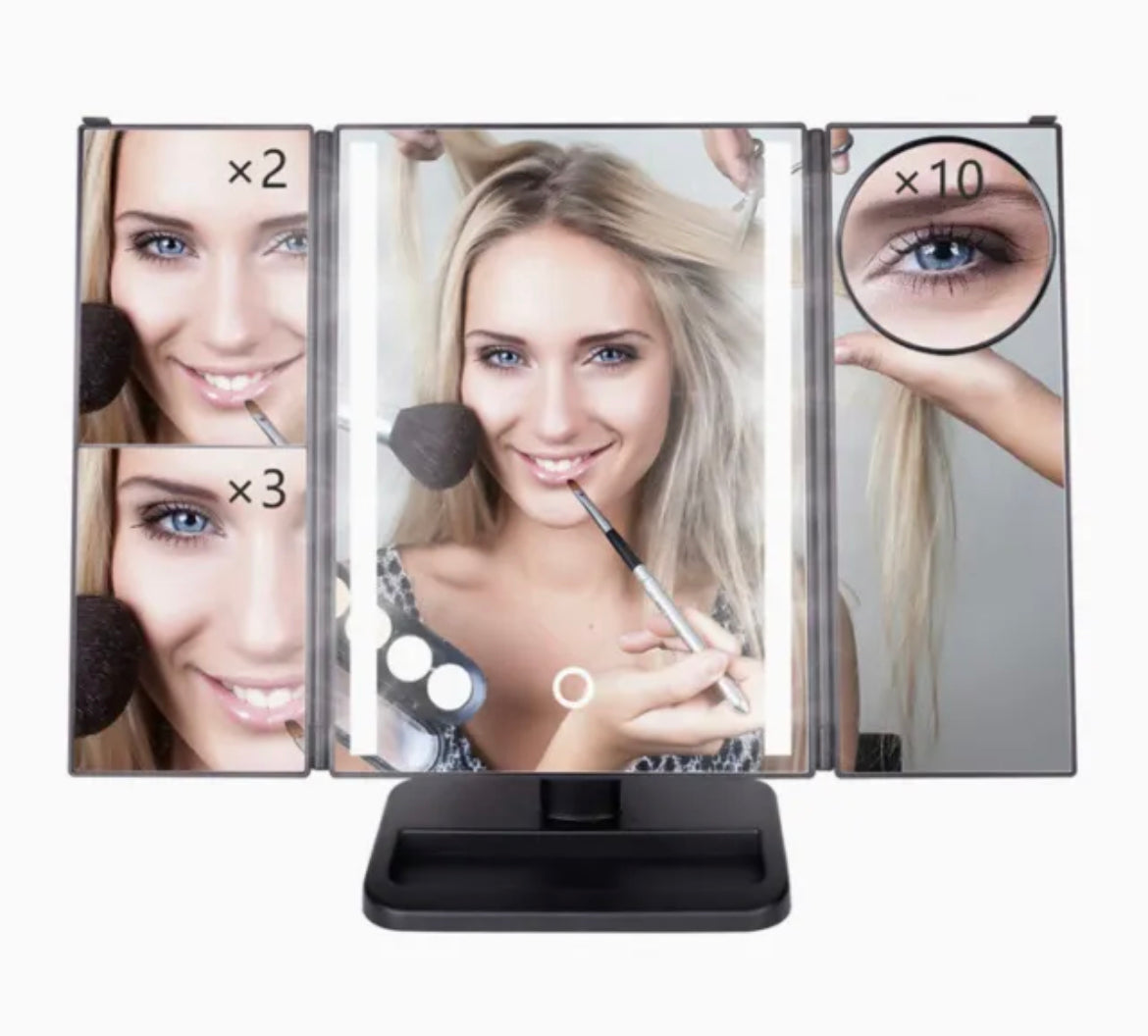 Vanity Mirror Light 2X/3X/10X Magnifying Make Up  Mirror (black)