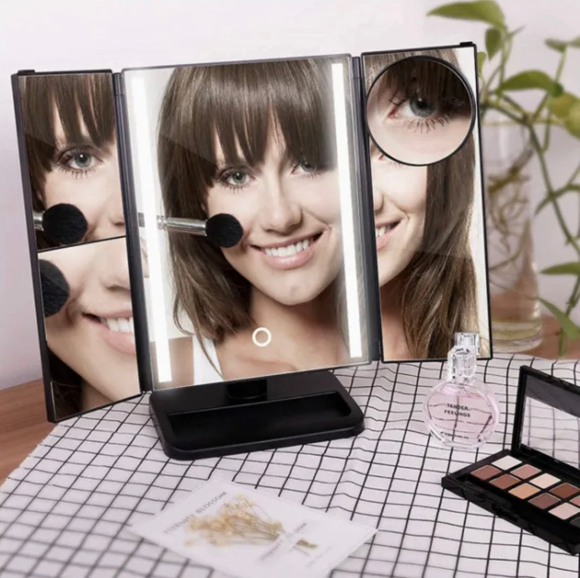 Vanity Mirror Light 2X/3X/10X Magnifying Make Up  Mirror (black)